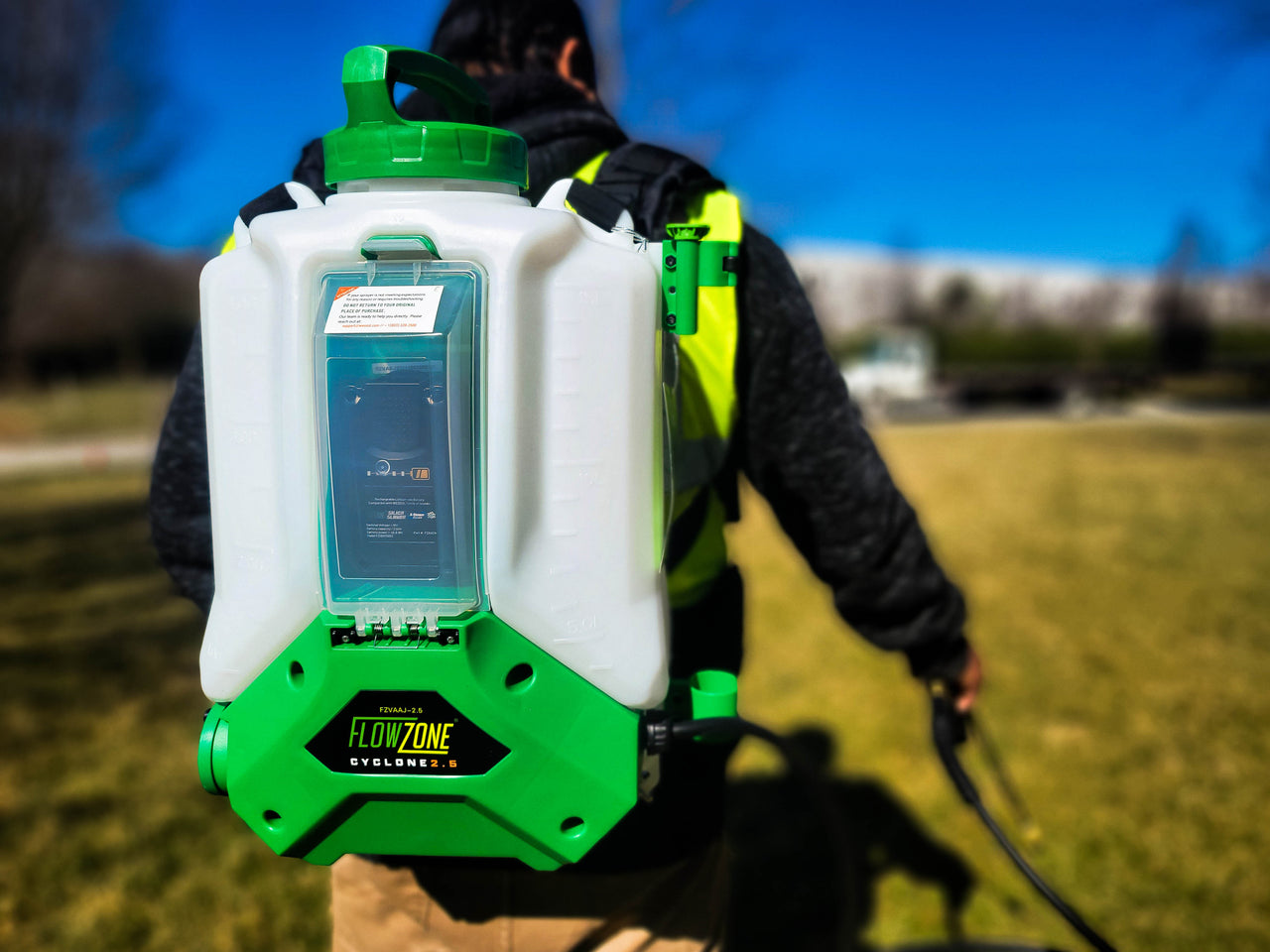 Hoteche 4 Gallon Electric Backpack Sprayer – Battery Powered Pump, 45 PSI, 45" Hose, For Lawn, Garden, Plants & Weeds – Orange/White