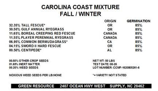 Carolina Coast Mix - Fall/Winter, 50 lb