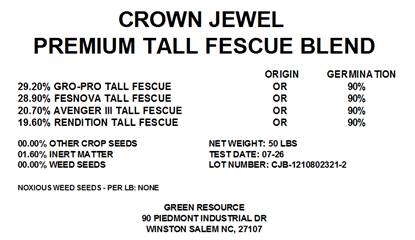 Crown Jewel Tall Fescue Blend - 50lbs
