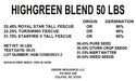 Highgreen Tall Fescue, 50 lb bag