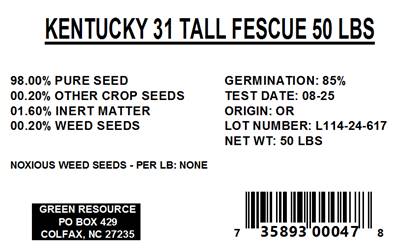 The Dirty Gardener Kentucky 31 Tall Fescue Lawn Grass - 50 Pounds