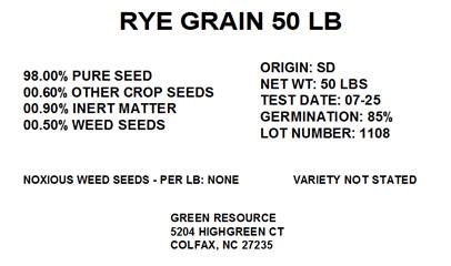 The Dirty Gardener Rye Grain Seeds - 50 Pounds