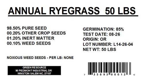 Grass Seed Premium RYE Gulf Annual Oregon Grown - 50 LBS