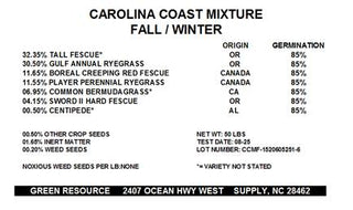 Carolina Coast Mix - Fall/Winter, 50 lb