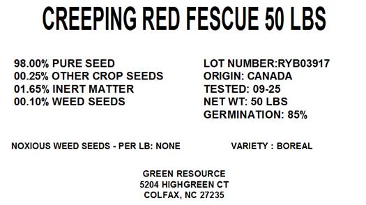 Creeping Red Fescue Grass Seed - 50 lb
