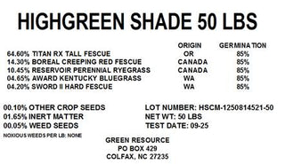 High Green Shade Mix - 50 lb