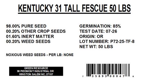 The Dirty Gardener Kentucky 31 Tall Fescue Lawn Grass - 50 Pounds