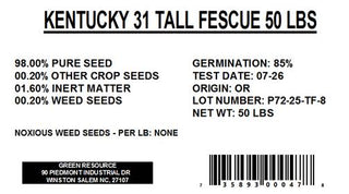The Dirty Gardener Kentucky 31 Tall Fescue Lawn Grass - 50 Pounds