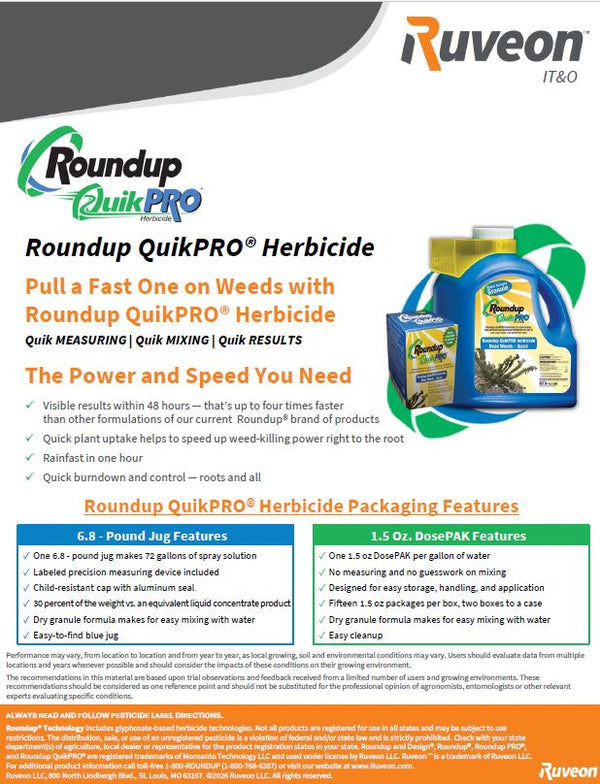 Roundup Quickpro Dry Formula with Glyphosate and Diquat (2 Jugs)